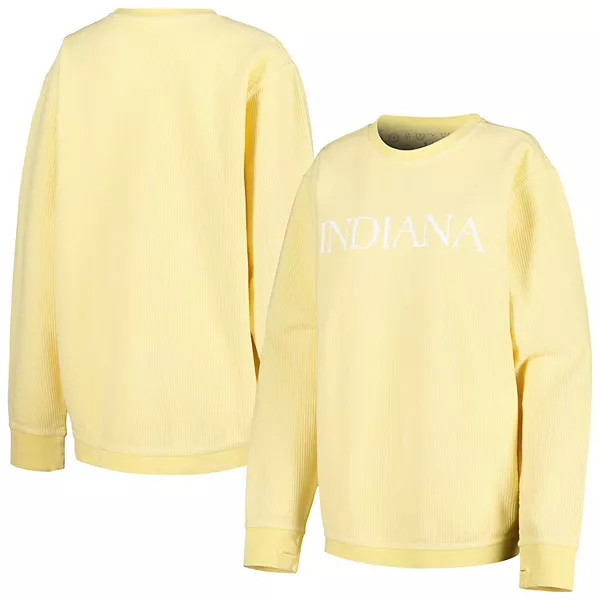 Women's Pressbox Crimson Indiana Hoosiers Comfy Cord Vintage Wash Basic Arch Pullover Sweatshirt | Kohl's