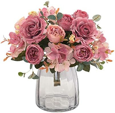 KARORO Artificial Flowers Fake Peony Silk Flowers Bouquet Decor Faux Camellia Hydrangea Flower Ar... | Amazon (US)