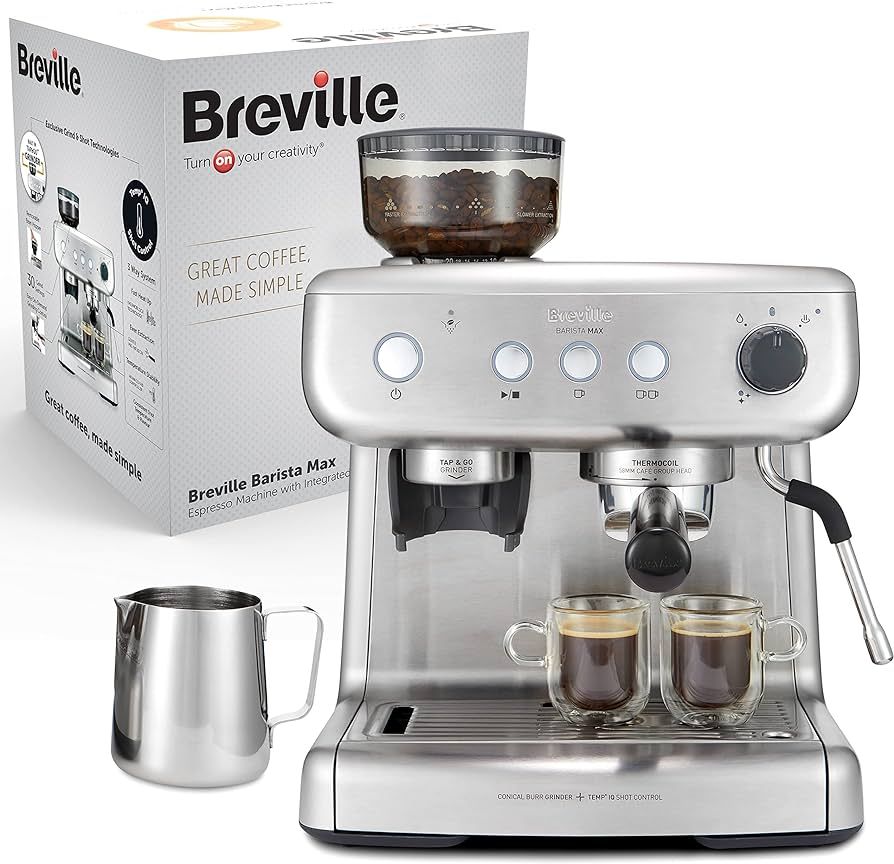 Breville Barista Max Espresso Machine | Latte & Cappuccino Coffee Maker with Integrated Bean Grinder | Amazon (UK)