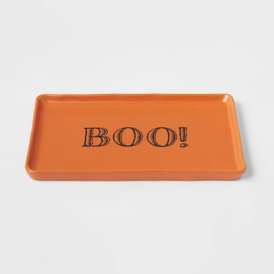 11" x 7" Stoneware Boo Serving Platter - Threshold™ | Target