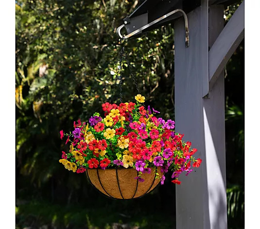 Nearly Natural 18-in UV Resistant Faux Daisy Basket DIY Kit - QVC.com | QVC