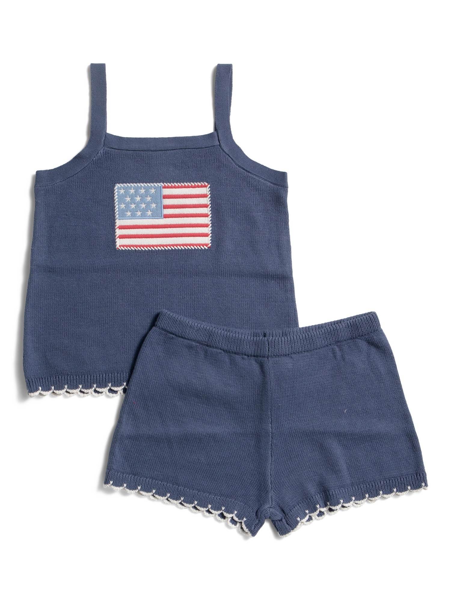 Toddler Girls 2pc Crochet Tank And Shorts Set With Flag Hair Clip | TJ Maxx