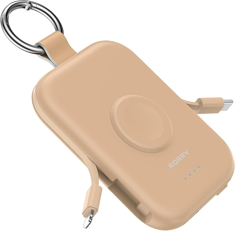 RORRY Portable Charger, 5000mAh Portable Charger Power Bank with Built-in Cables, Travel Keychain... | Amazon (US)