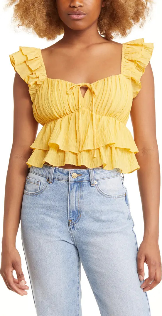 Flutter Sleeve Crop Blouse | Nordstrom