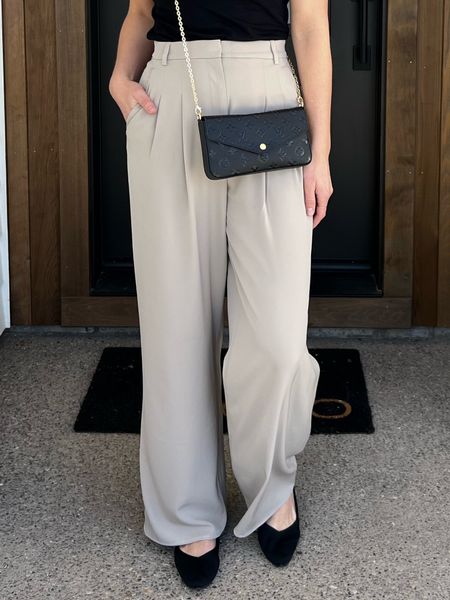 These high waisted wide leg pleated slacks pants from H&M run large (I sized down one size!) and fit like a dream! Available in several colors.

#LTKstyletip #LTKunder50 #LTKworkwear