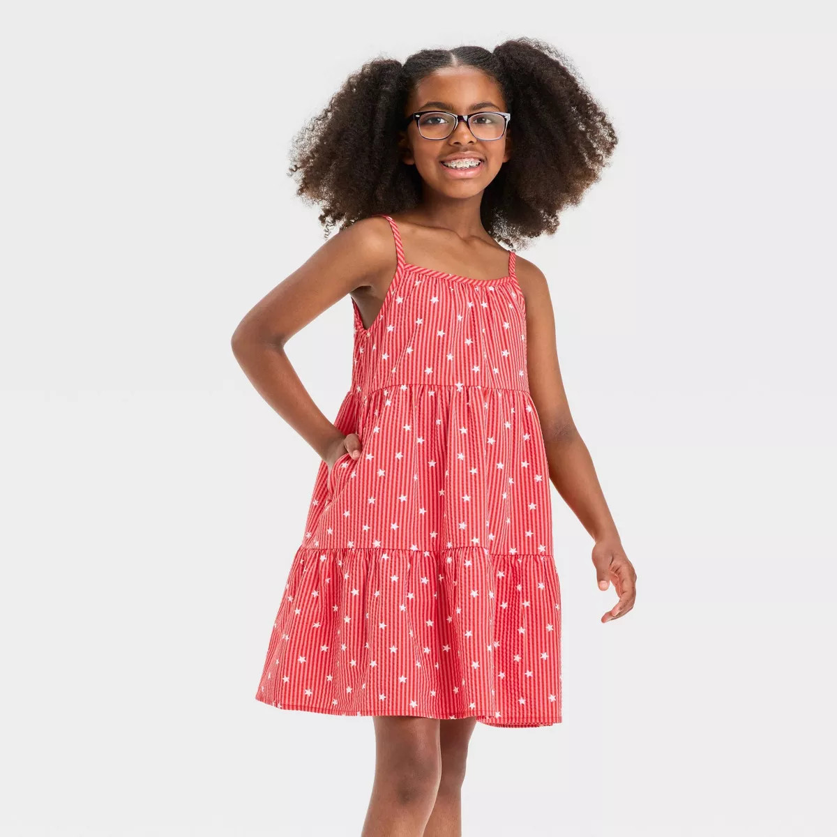 Girls' Sleeveless 4th of July 'Star' Dress - Cat & Jack™ Red | Target