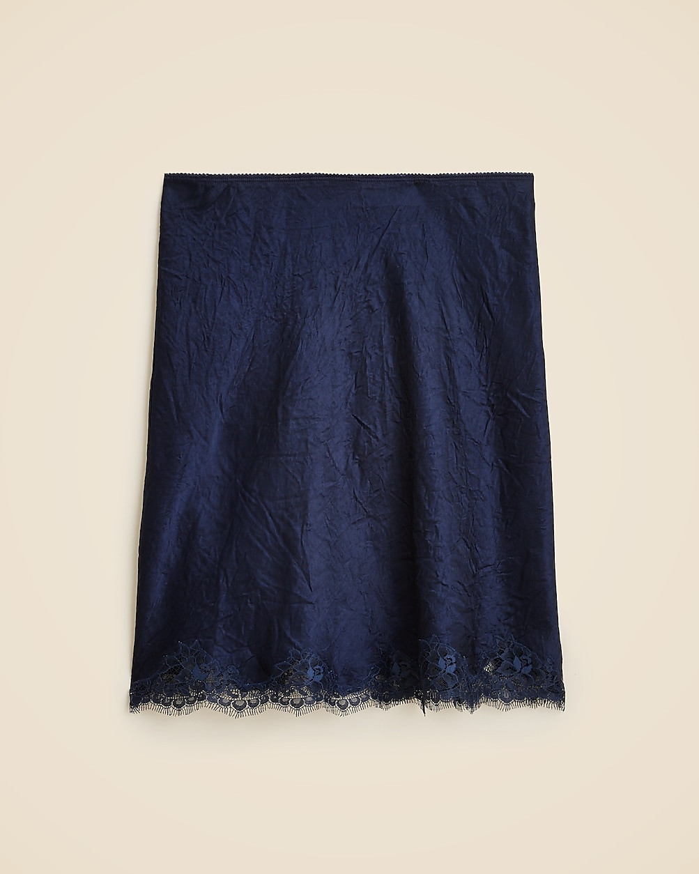 Gwen lace-trim slip skirt in textured satin | J. Crew US