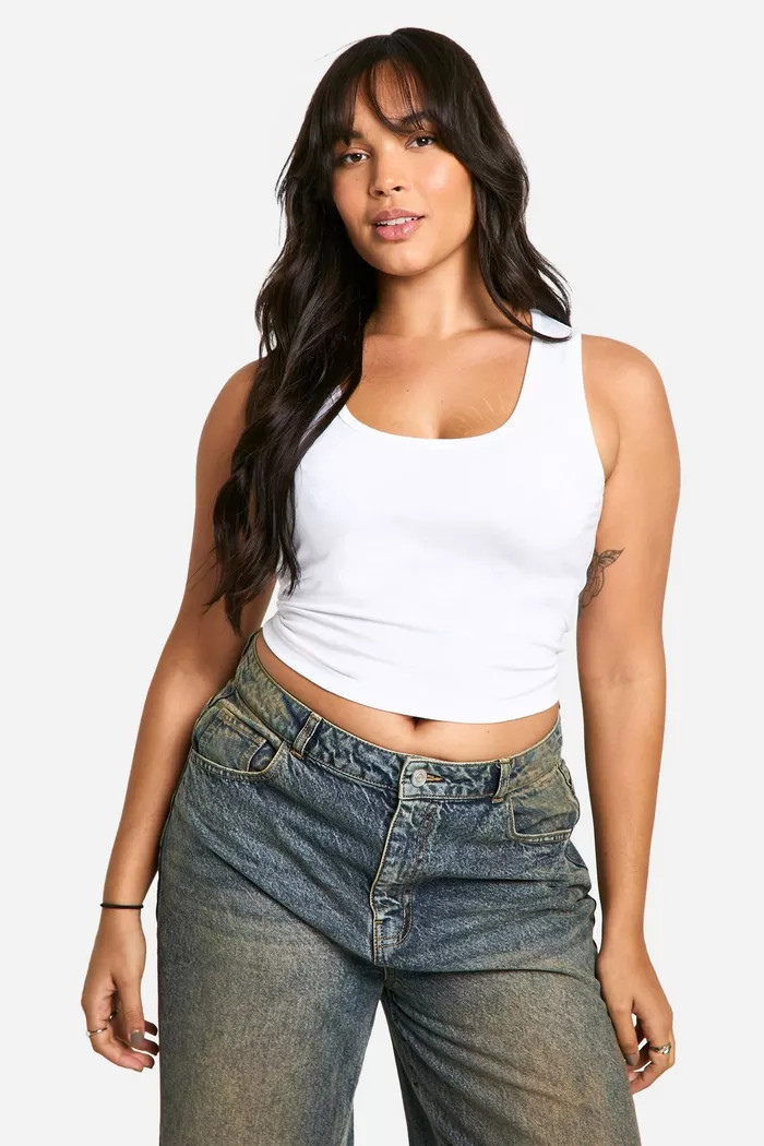 Plus Cotton Wide Strap Full Length Vest | boohoo (US & Canada)