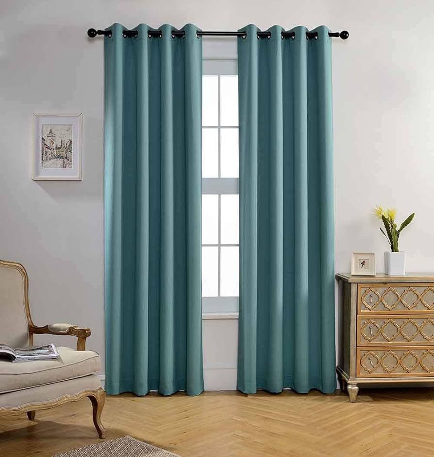 MIUCO Blackout Curtains Room Darkening Curtains Textured Grommet Window Curtains for Living Room ... | Amazon (US)