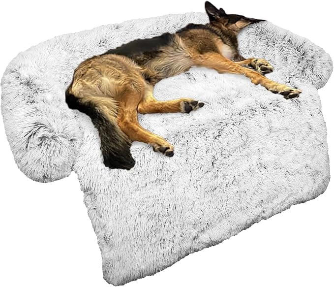 Calming Dog Bed Fluffy Plush Dog Mat for Furniture Protector with Removable Washable Cover for La... | Amazon (US)