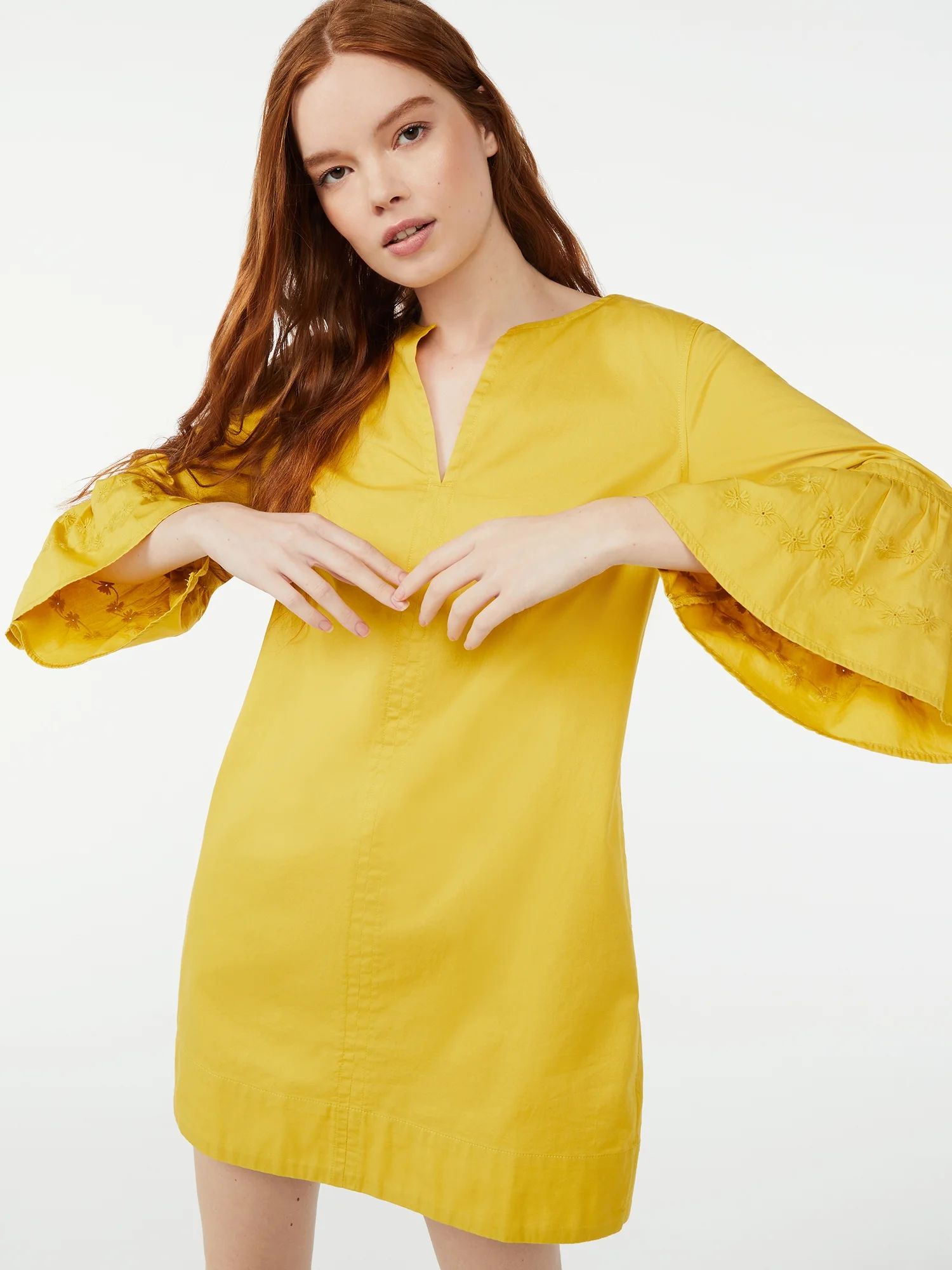 Free Assembly Women's Shift Dress with ¾ Bell Sleeves | Walmart (US)