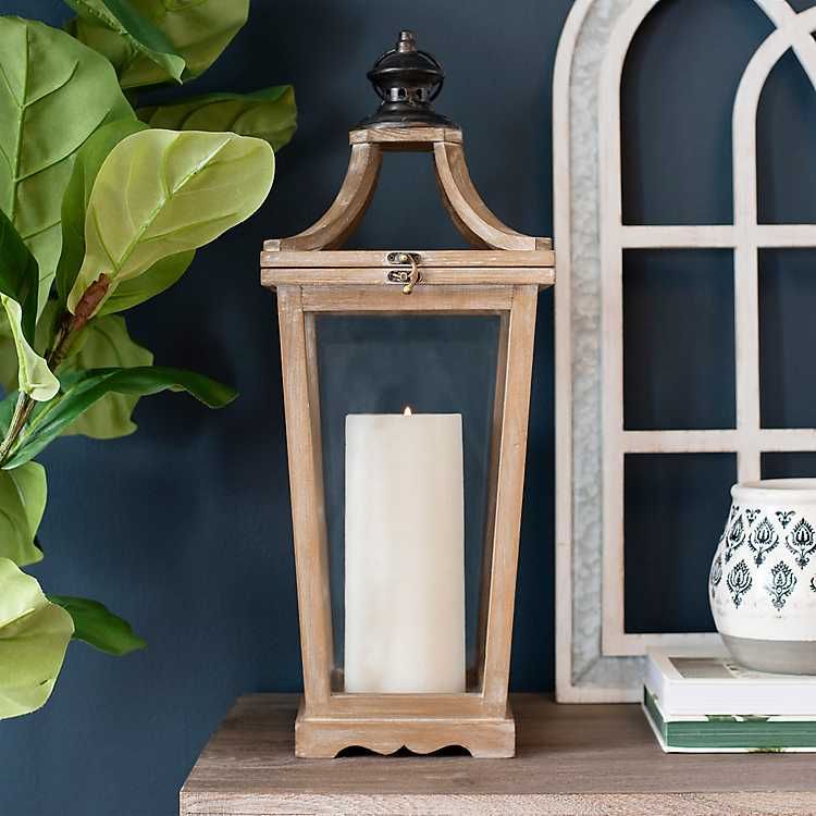 New! Natural Wood Cathedral Lantern | Kirkland's Home
