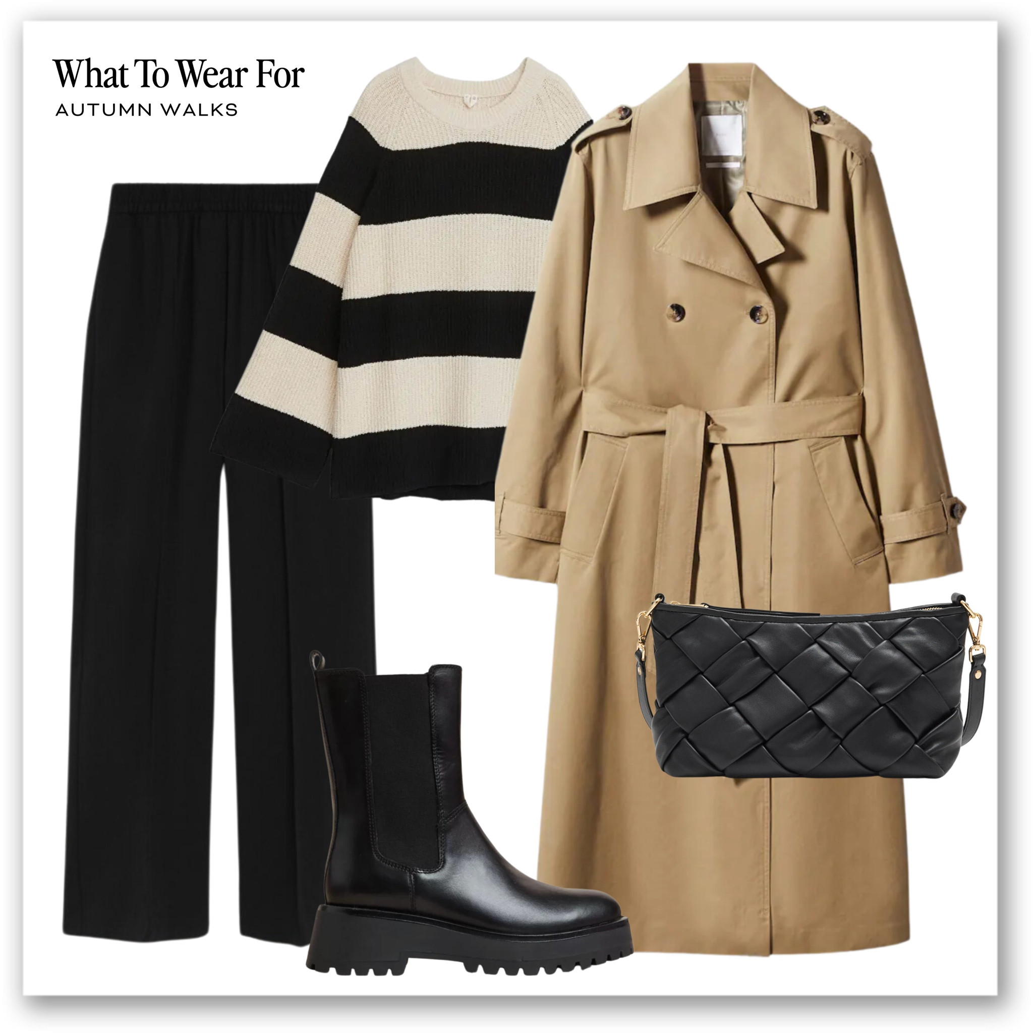 Autumn walks 🍂

Mango, trench coat, chunky boots, stripe knit, arket, black trouser, & other stories, crossbody bag 

#LTKstyletip #LTKSeasonal #LTKeurope