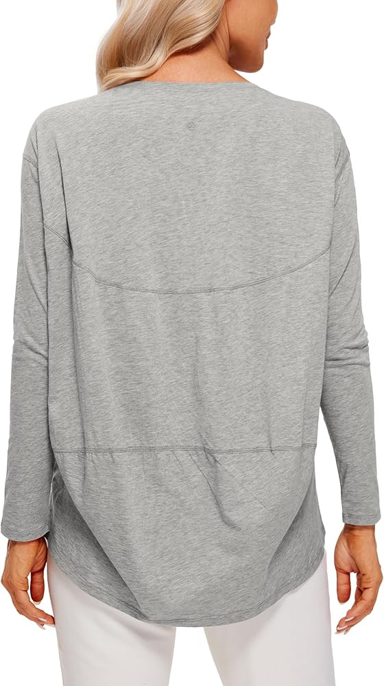 CRZ YOGA Pima Cotton Long Sleeve Workout Shirts for Women Loose Fit Athletic Yoga T-Shirts Casual... | Amazon (US)