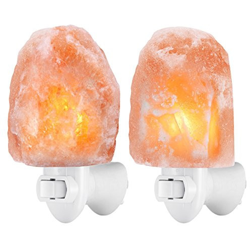 (Upgraded) AMIR Salt Lamp, Natural Himalayan Crystal Salt Light with 4 Bulbs, 11.2oz Mini Hand Carved Night Light, with UL-Certified Wall Plug, Decoration Salt Rock Lamp (2 Pack) | Amazon (US)