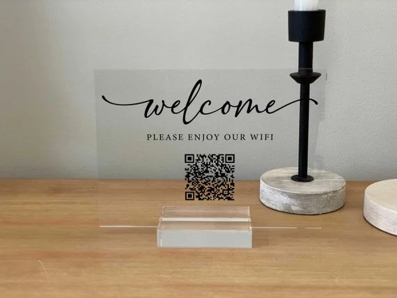 Wifi QR Code Sign Wifi Password Sign Custom Acrylic Sign - Etsy | Etsy (US)