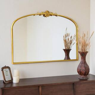 30 in. W x 40 in. H Antique Gold Baroque-Inspired Ornate Arched Classic Frame Wall Mirror | The Home Depot