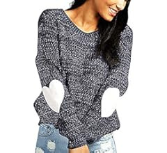 shermie Women's Cute Heart Pattern Elbow Patchwork Casual Crewneck Knitted Sweaters Pullover | Amazon (US)