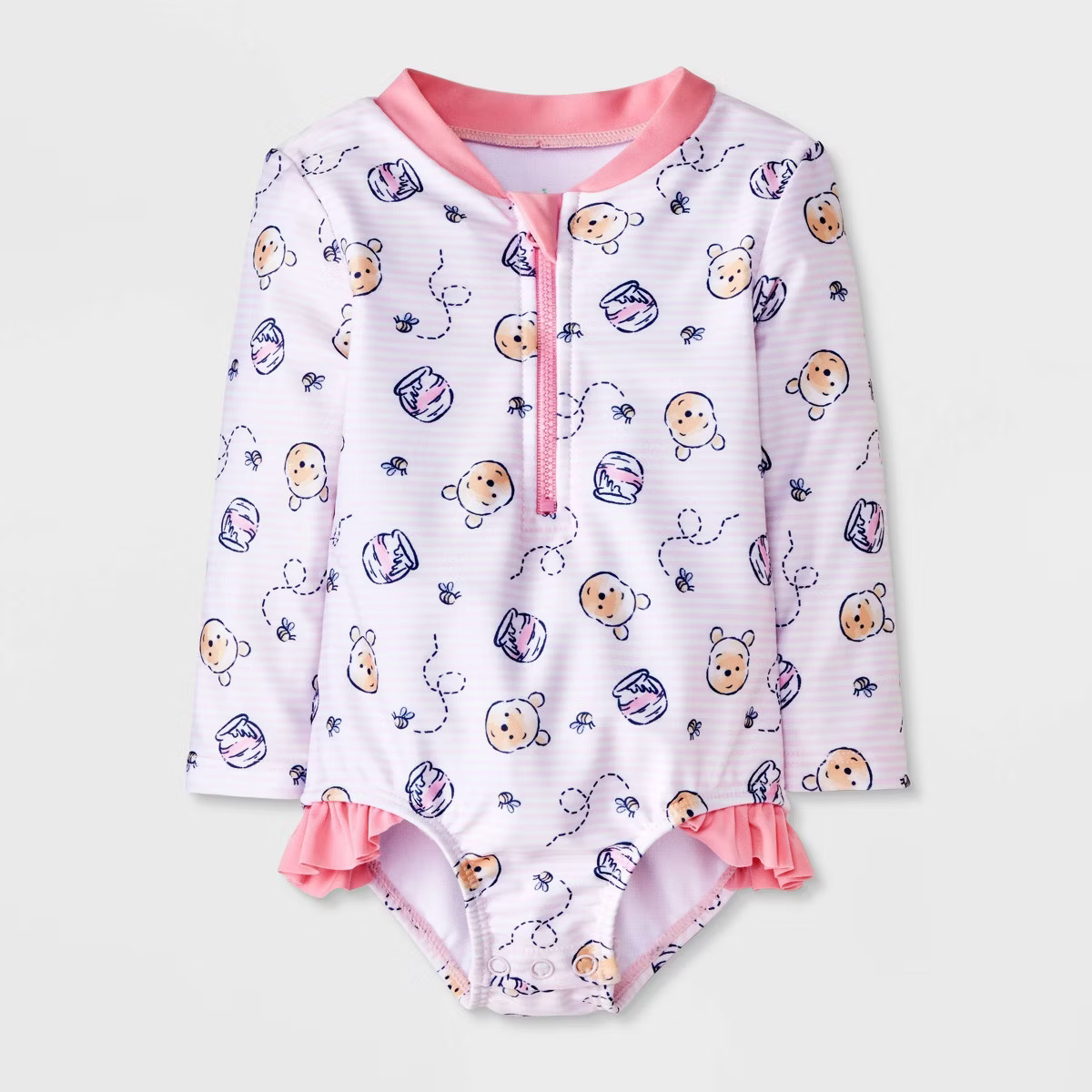 Baby Girls' Disney Winnie the Pooh Long Sleeve One Piece Rash Guard - Pink | Target