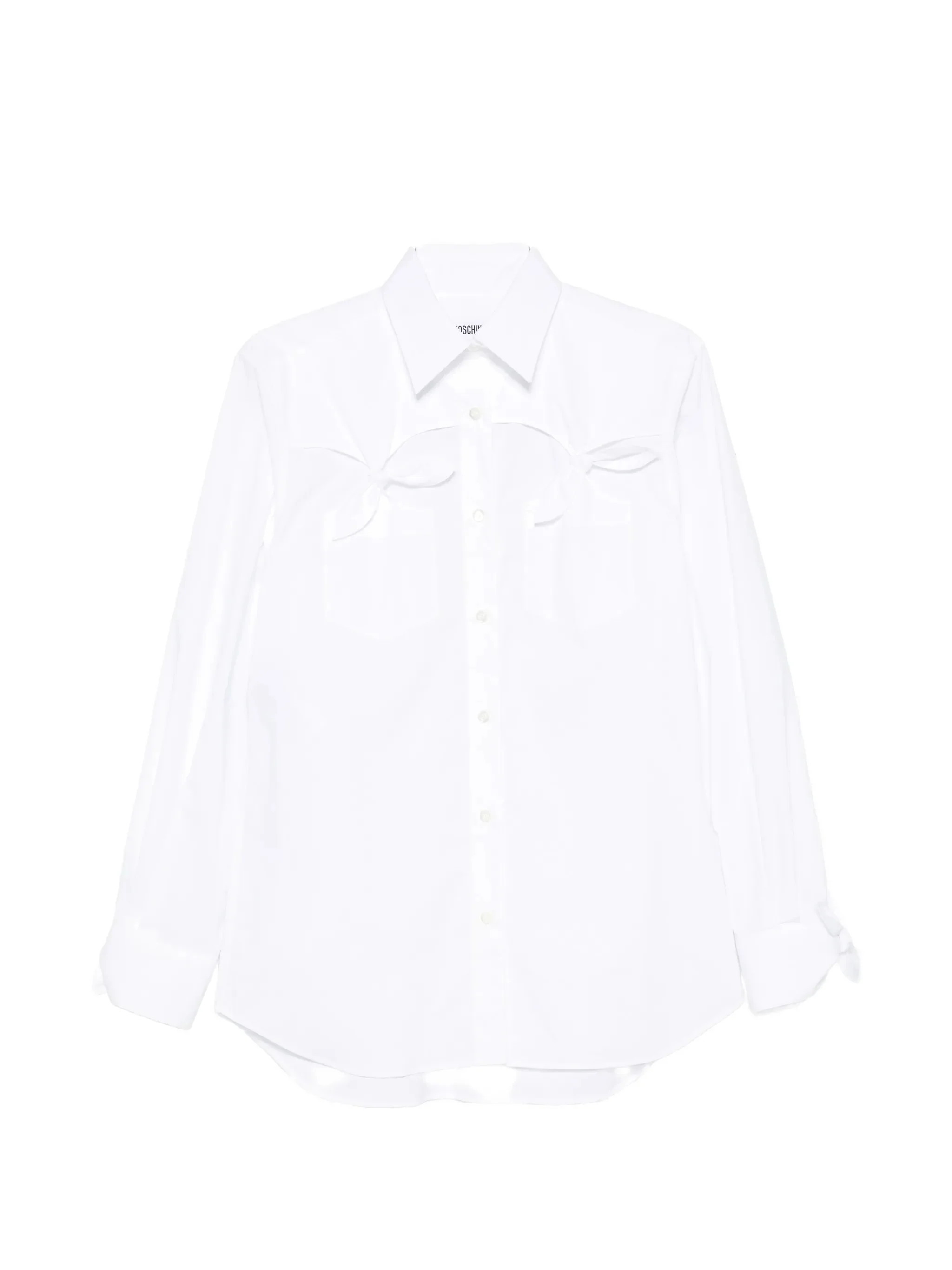 White Button-Up Shirt With Bow Pocket Details | Shop Simon