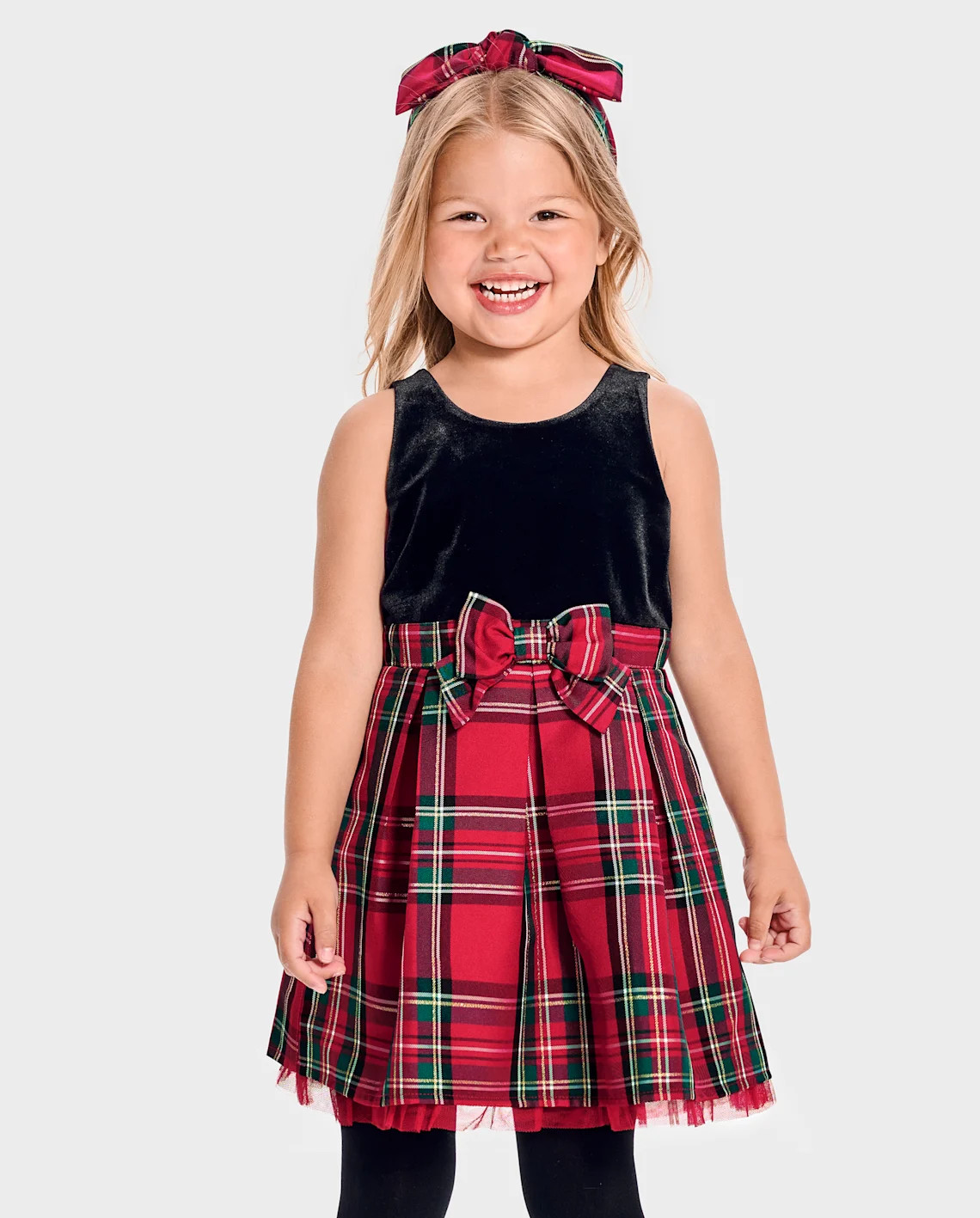Toddler Girls Matching Family Plaid Velour Fit And Flare Dress - red | The Children's Place