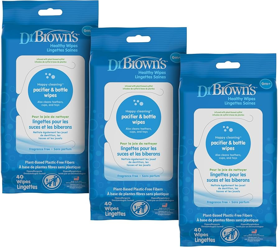 Dr. Brown's Bottle and Pacifier Healthy Wipes, Naturally Cleaning for Bottles and Baby Items, 40 ... | Amazon (US)