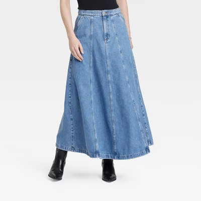 Women's Denim Circle Maxi Skirt - Universal Thread™ Medium Wash 8 | Target