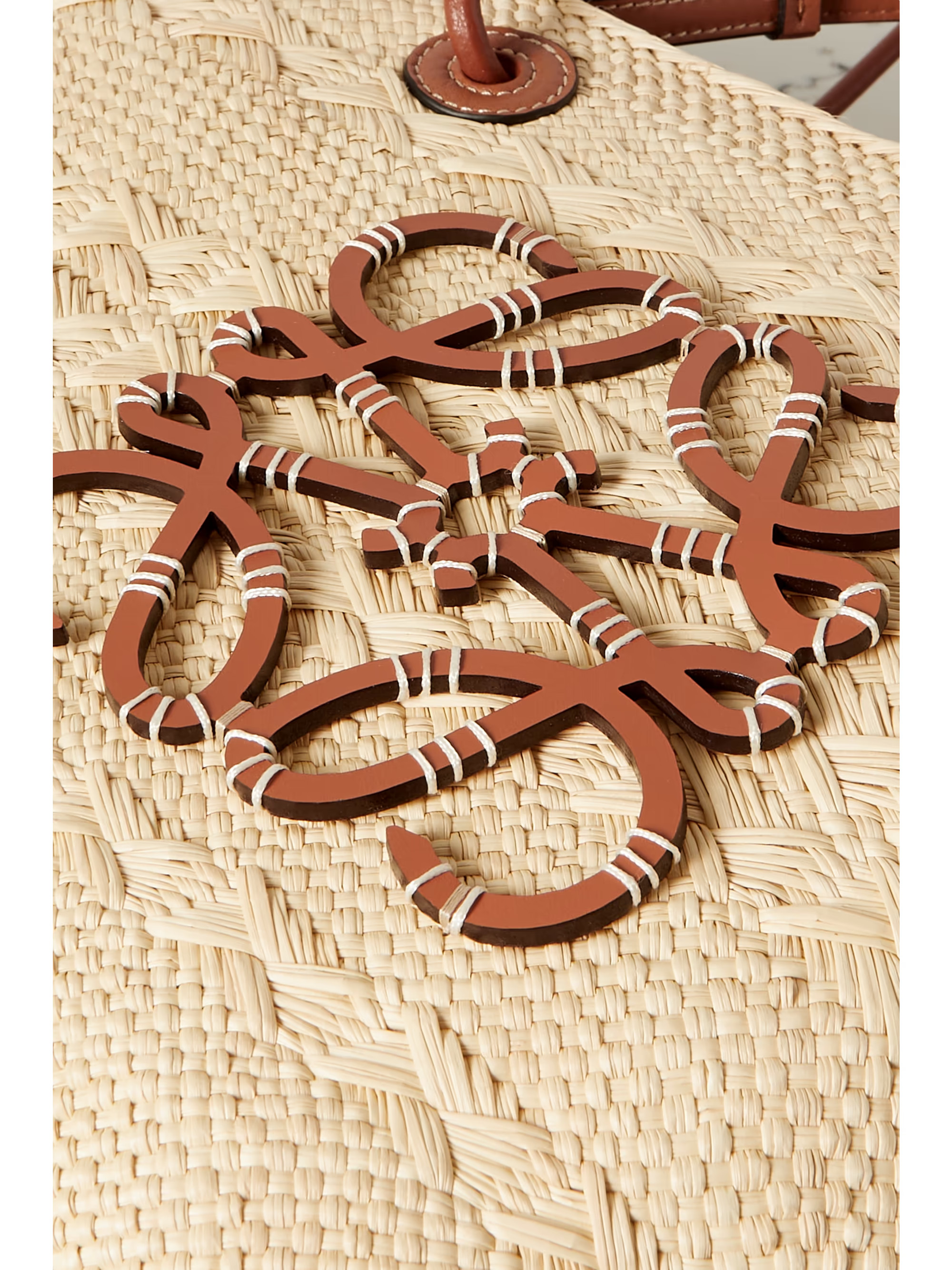 Tan + Paula's Ibiza medium leather-trimmed woven raffia tote | LOEWE | NET-A-PORTER | NET-A-PORTER (US)