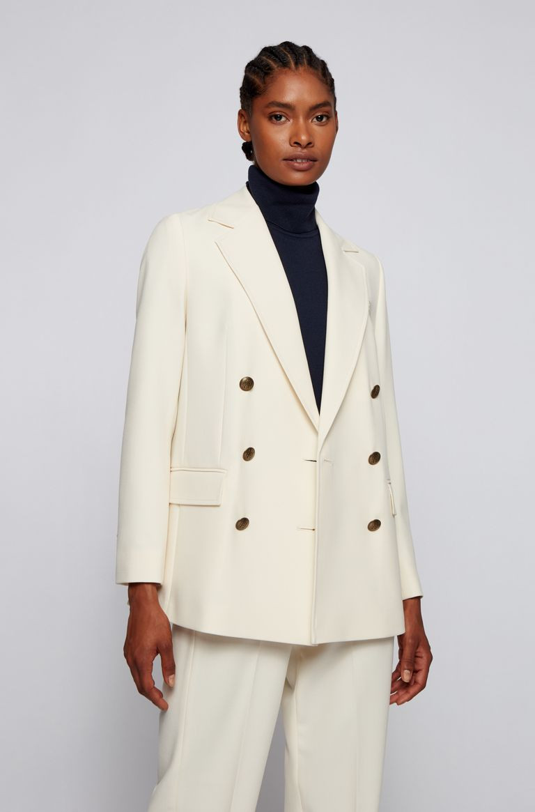 Double-breasted relaxed-fit jacket with monogram buttons | Hugo Boss (US)