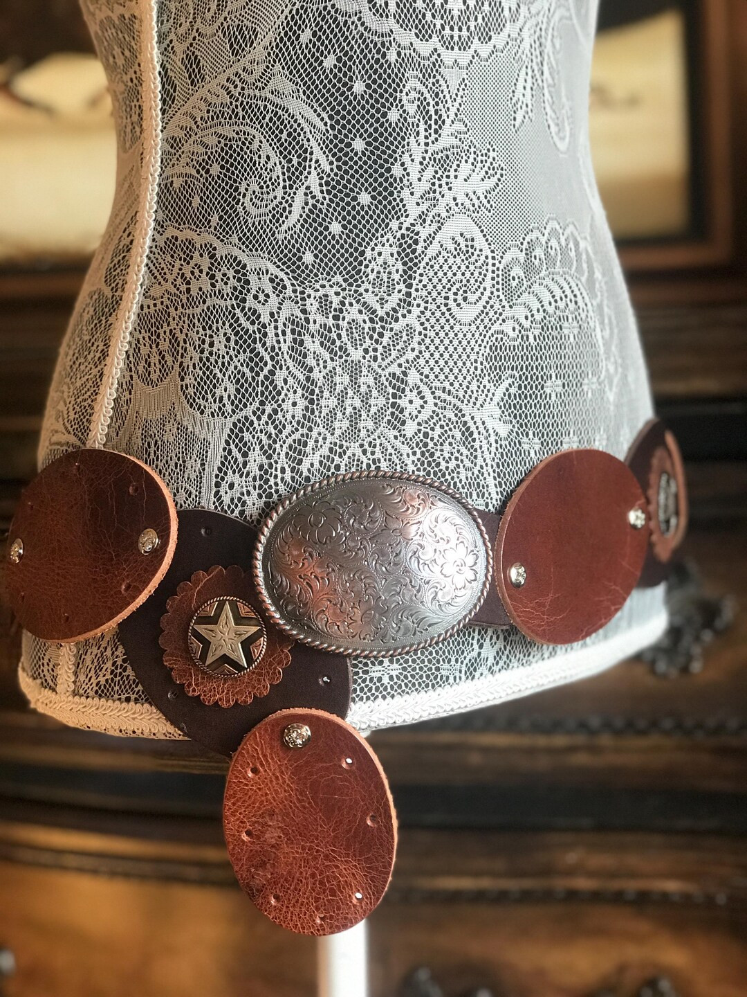 Western Buffalo Leather Star Belt - Etsy | Etsy (US)