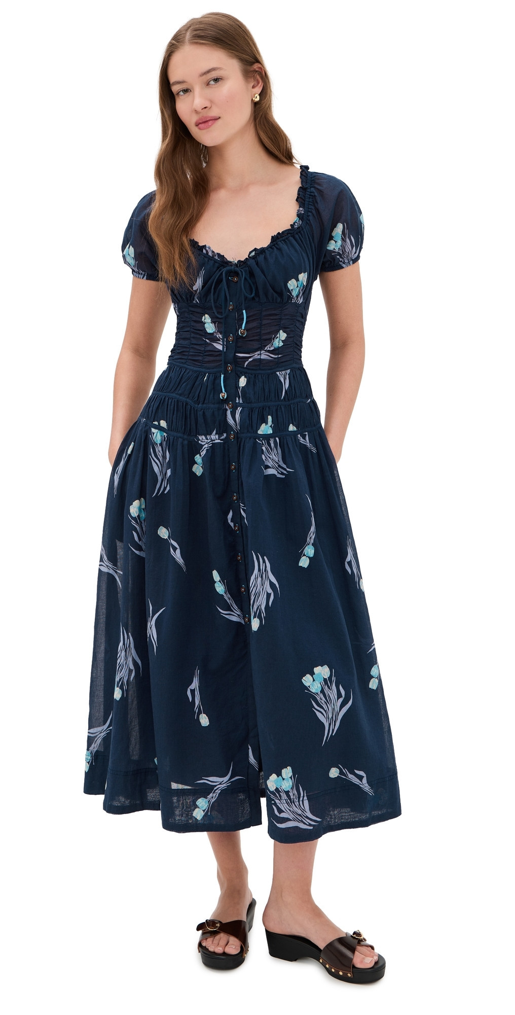 Free People Complete Me Midi Dress Navy Combo M | Shopbop