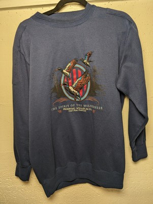 Vintage Crewneck Sweatshirt Blue Embroidered Ducks Men's Small Wilderness  | eBay | eBay US