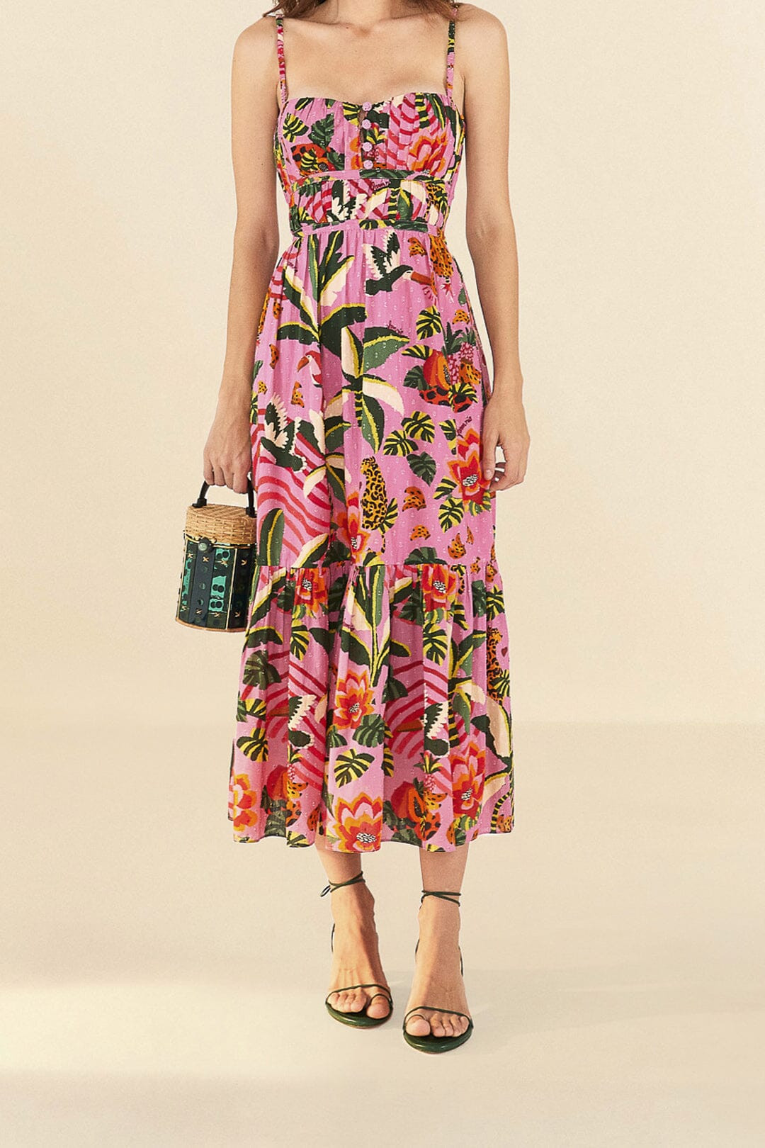 Pink Leopard Forest Midi Dress | FarmRio (US)