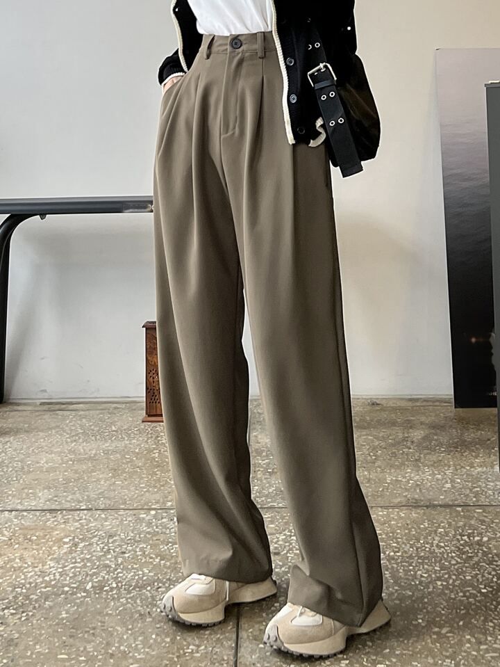 DAZY Fold Pleated Slant Pocket Pants | SHEIN