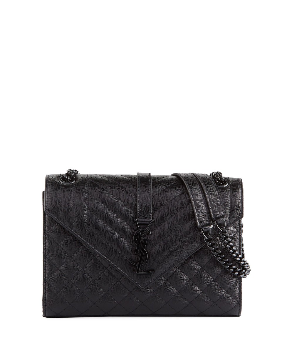 V Flap Monogram YSL Medium Tri-Quilt Envelope Shoulder Bag w/ Tonal Hardware | Neiman Marcus
