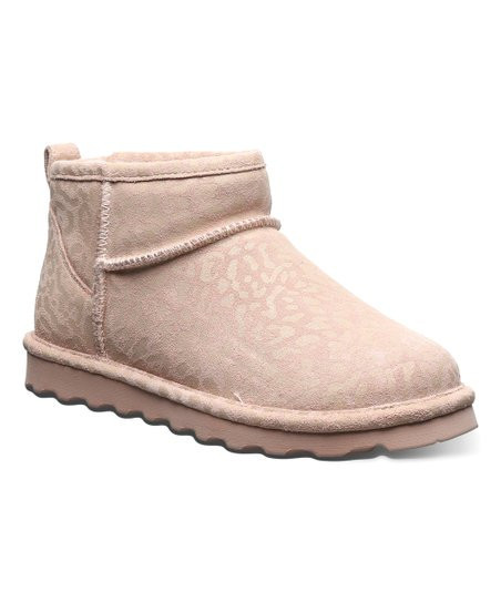 BEARPAW Pink Leopard Glitter Shorty Exotic Suede Ankle Boot - Women | Zulily