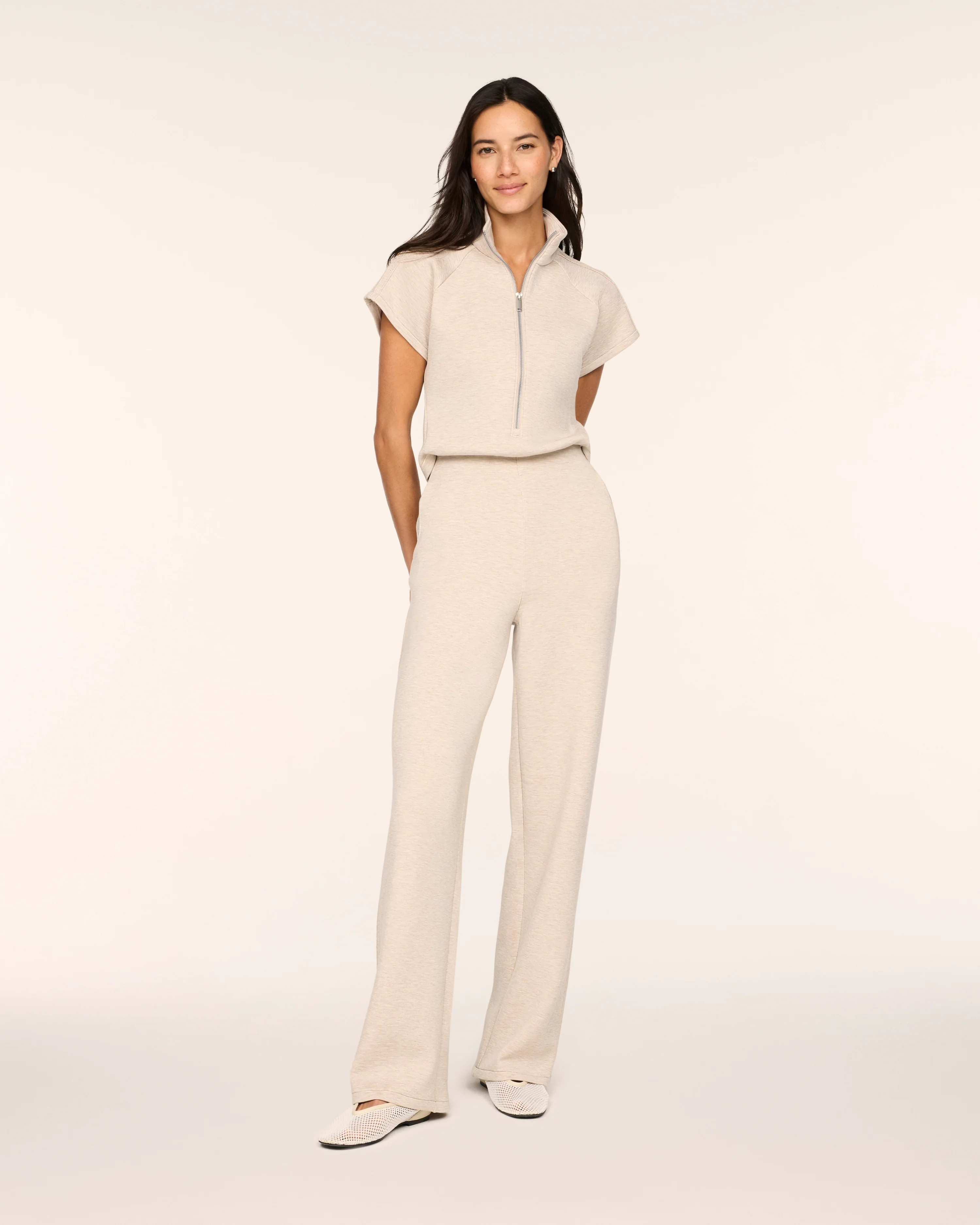 Pintuck Half Zip Jumpsuit | Spanx