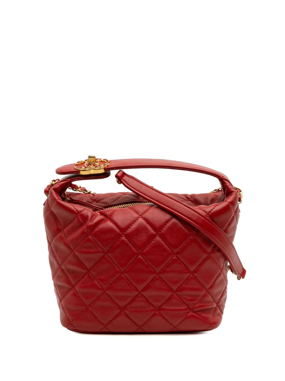 CHANEL Pre-Owned 2019 Small Quilted Lambskin Perfect Meeting Hobo satchel - Red | Farfetch Global