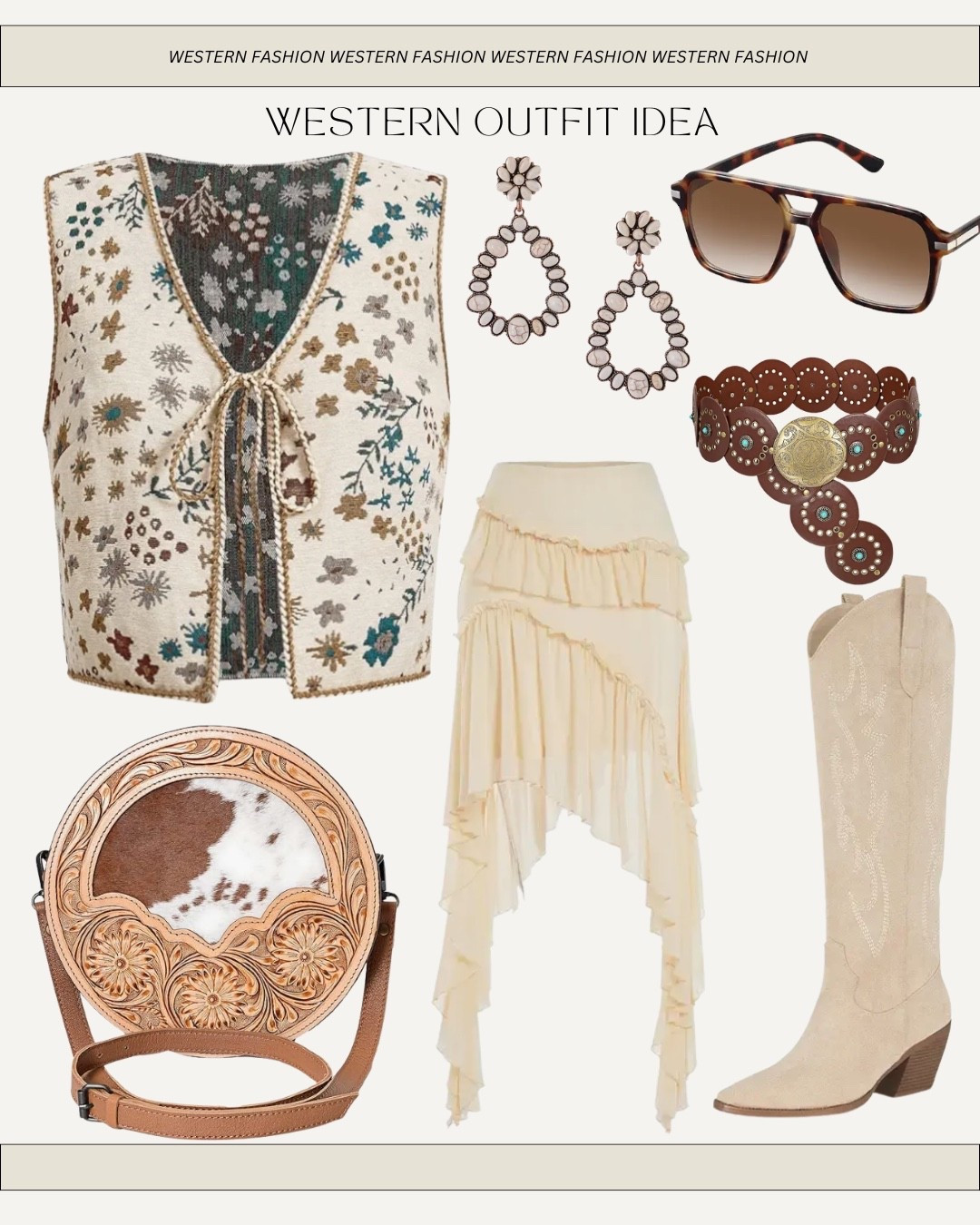 Amazon western outfit idea - country concert outfit idea - cowgirl boots - belts - bag - glasses

#LTKgrwm #LTKootd