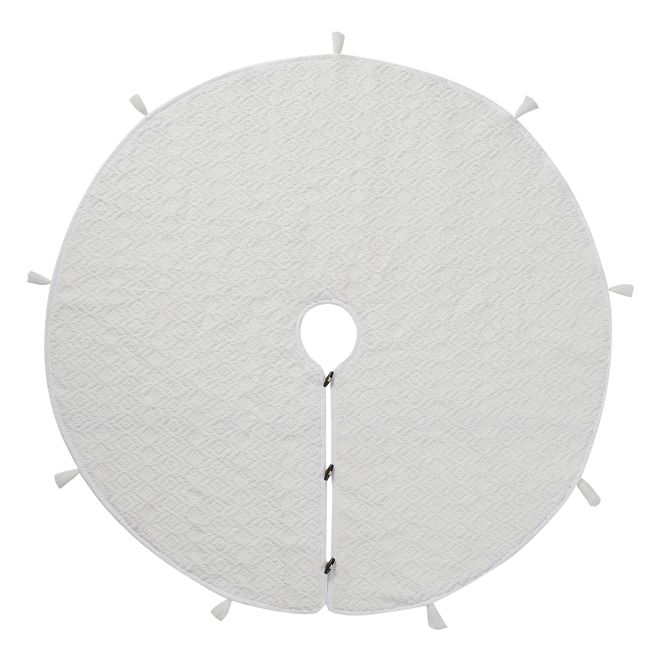 My Texas House Maxwell Ivory Diamond Tassel Christmas Tree Skirt, 52" | Walmart (US)