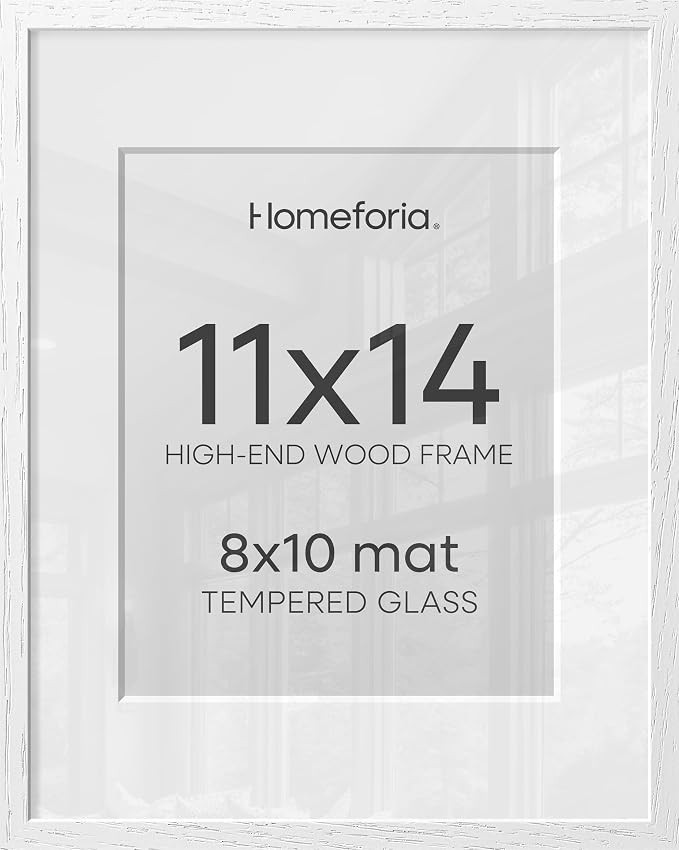 White Frame 11x14 Wood, High End Oak 11x14 Picture Frames with Mat 8x10, 11 x 14 White Wooden Pos... | Amazon (US)