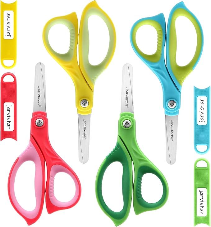 JARVISTAR Kids Scissors Blunt Safety: Left & Right Handed Small Children Stainless Steel Paper Cr... | Amazon (US)
