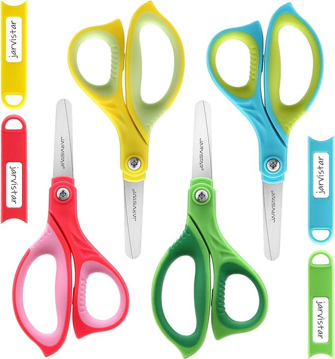 JARVISTAR Kids Scissors Blunt Safety: Left & Right Handed Small Children Stainless Steel Paper Cr... | Amazon (US)