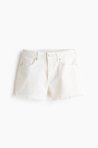 H & M - Frayed Denim Shorts - White | H&M (US + CA)