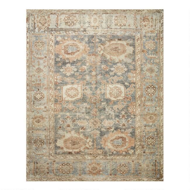 Everly Blue And Tan Persian Style Area Rug | World Market