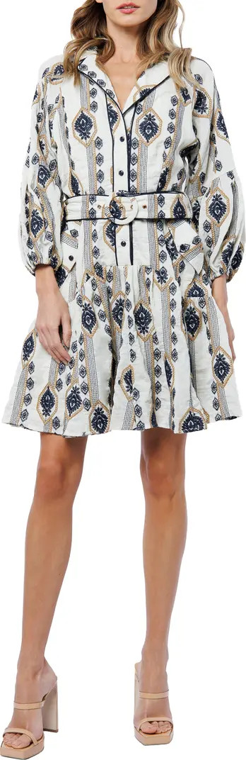 Jasper Embroidered Long Sleeve Belted Shirtdress | Nordstrom