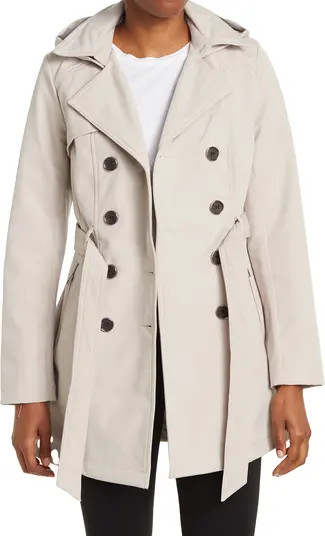 Water-Resistant Hooded Double-Breasted Trench Coat | Nordstrom Rack
