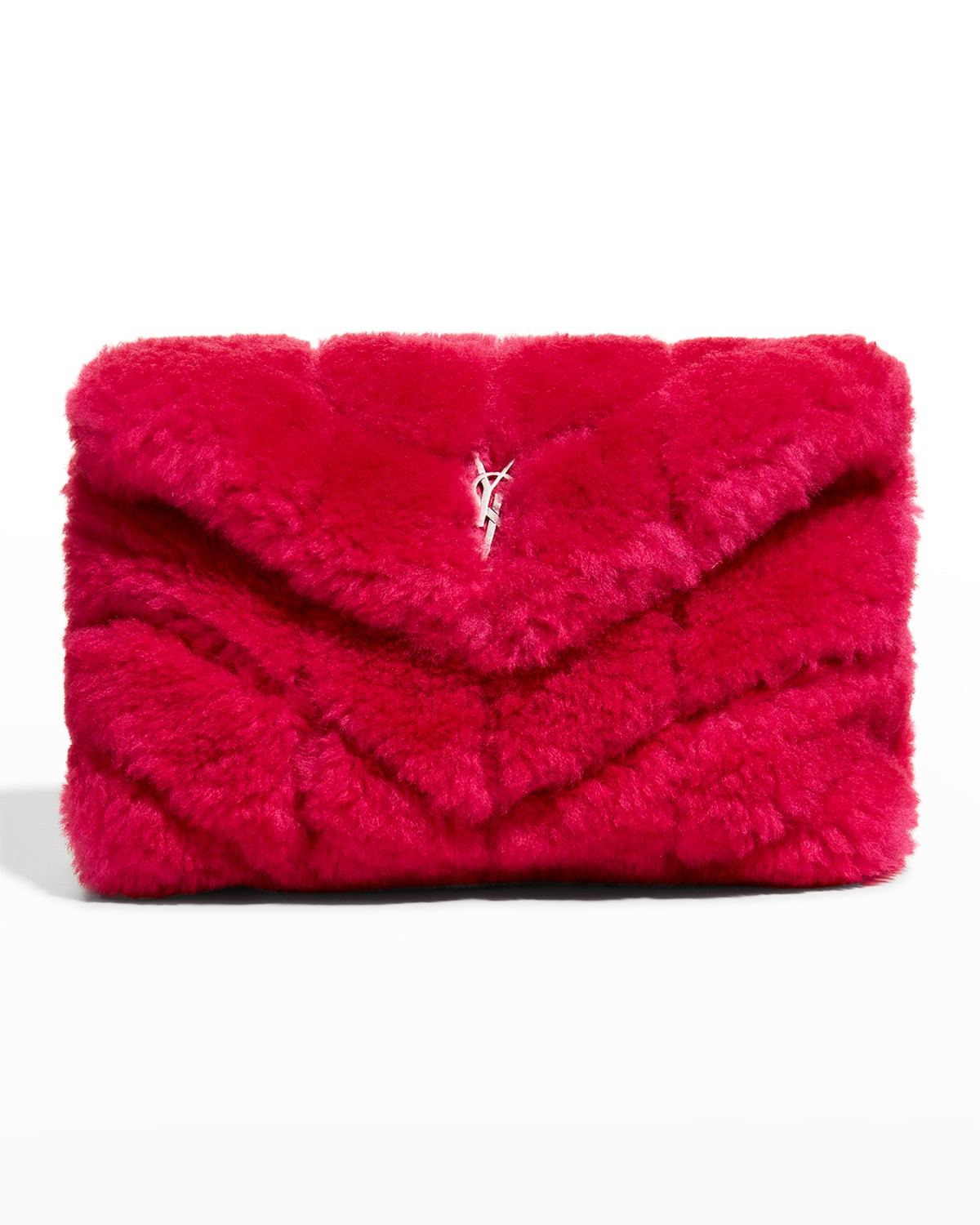 Puffer Small Fur YSL Clutch Bag | Neiman Marcus