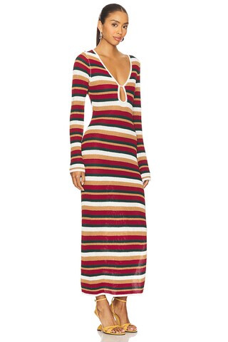 Benson Sleeved Knit Maxi Dress in Red Multi Stripe | Revolve Clothing (Global)