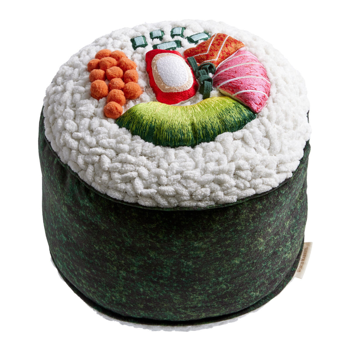 Round Embroidered Maki Sushi Shaped Throw Pillow in Green/multi by World Market | World Market